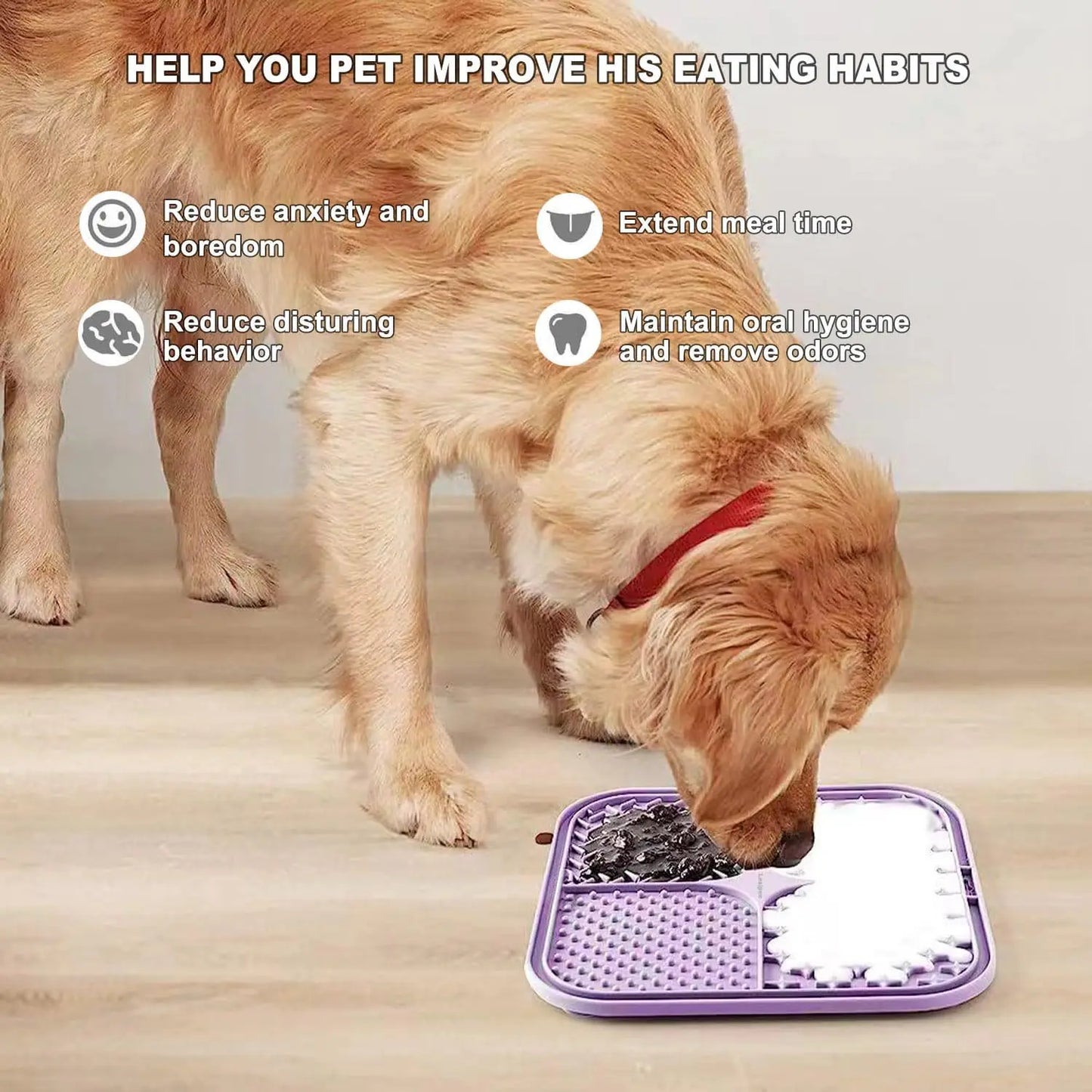 Calming Lick Mat for Dogs & Cats — Food Grade Silicone, Slow Feeder with Suction Cups