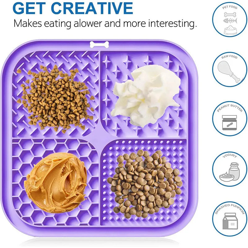Calming Lick Mat for Dogs & Cats — Food Grade Silicone, Slow Feeder with Suction Cups
